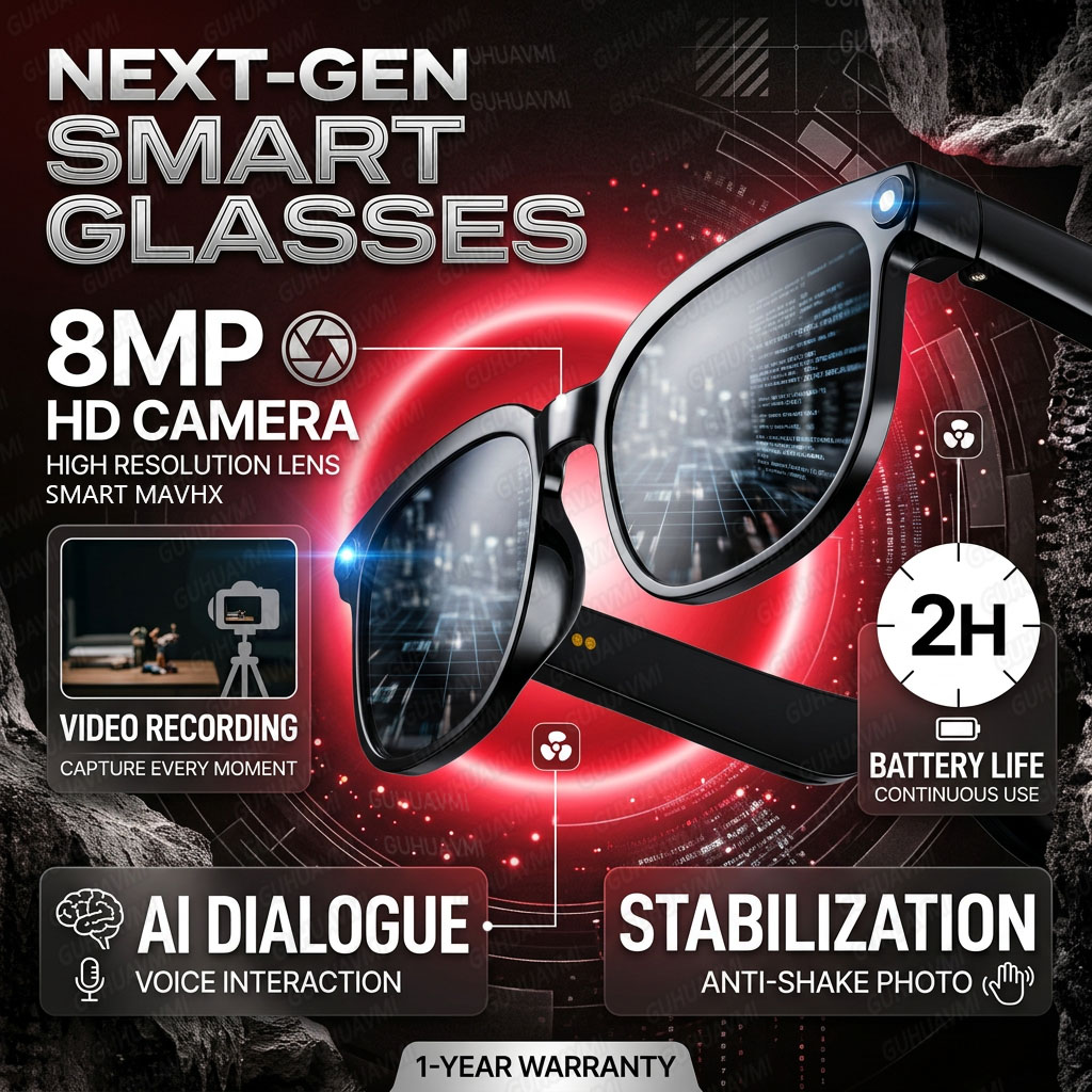 Wireless Smart Camera Glasses  - Audio Music Arabic recension och pris