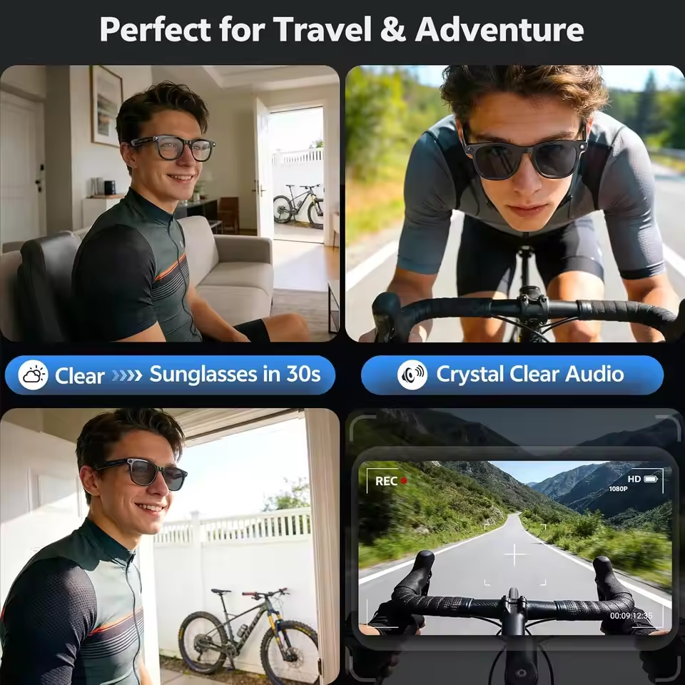 Wireless Smart Camera Glasses  - Audio Music Arabic recension och pris