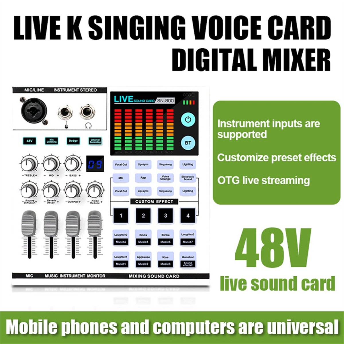 SN800 Live Sound Card Voice Ch - Audio Music Voice Changer recension och pris