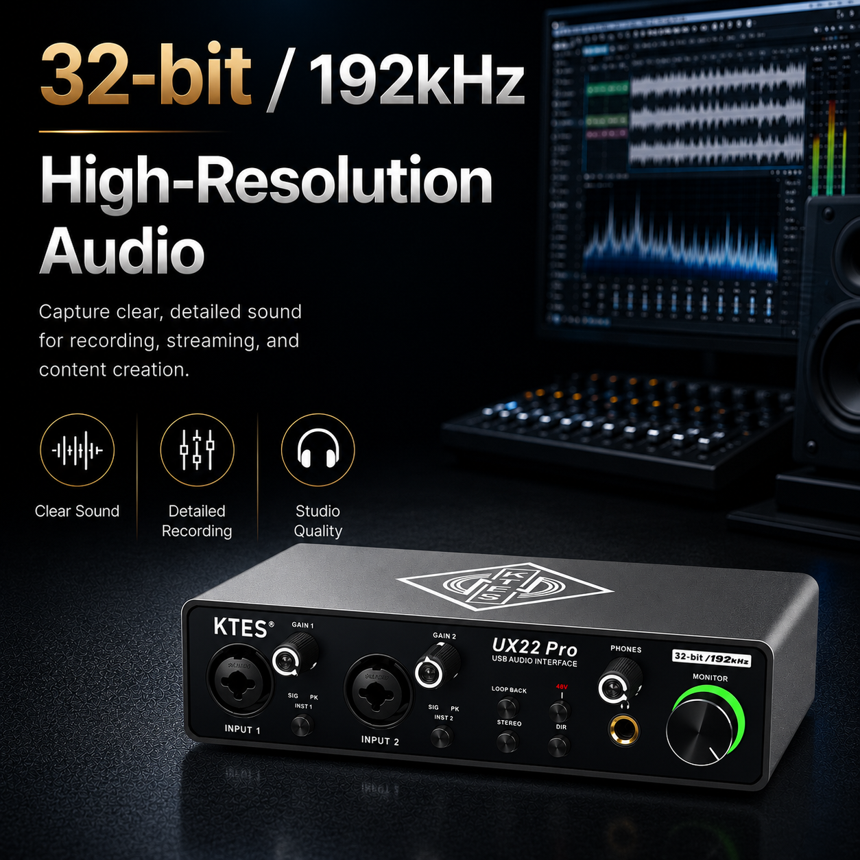 UX22 Pro Audio Interface 192kH - Music Audio Facebook recension och pris