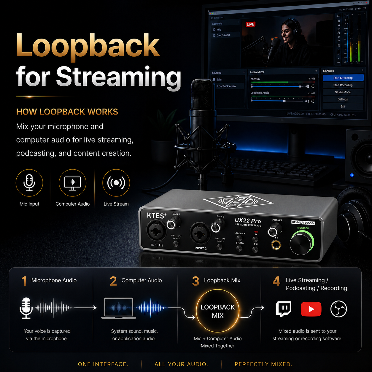 UX22 Pro Audio Interface 192kH - Music Audio Facebook recension och pris