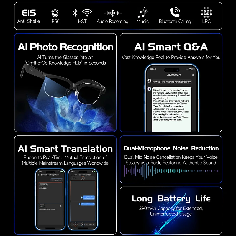 Smart Camera Glasses Photo and - Audio Music Videos recension och pris