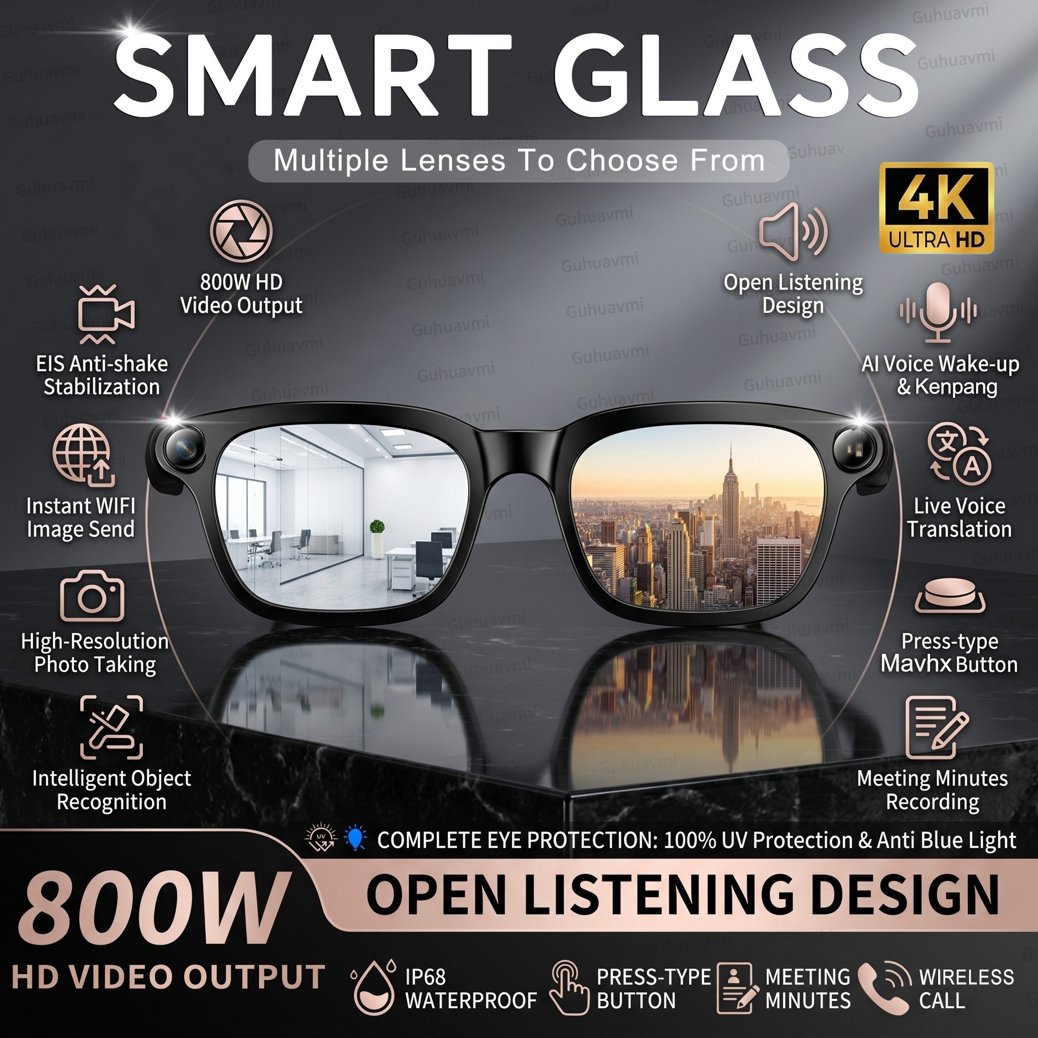 New Smart AI Glasses with 800W - Audio Music Arabic recension och pris
