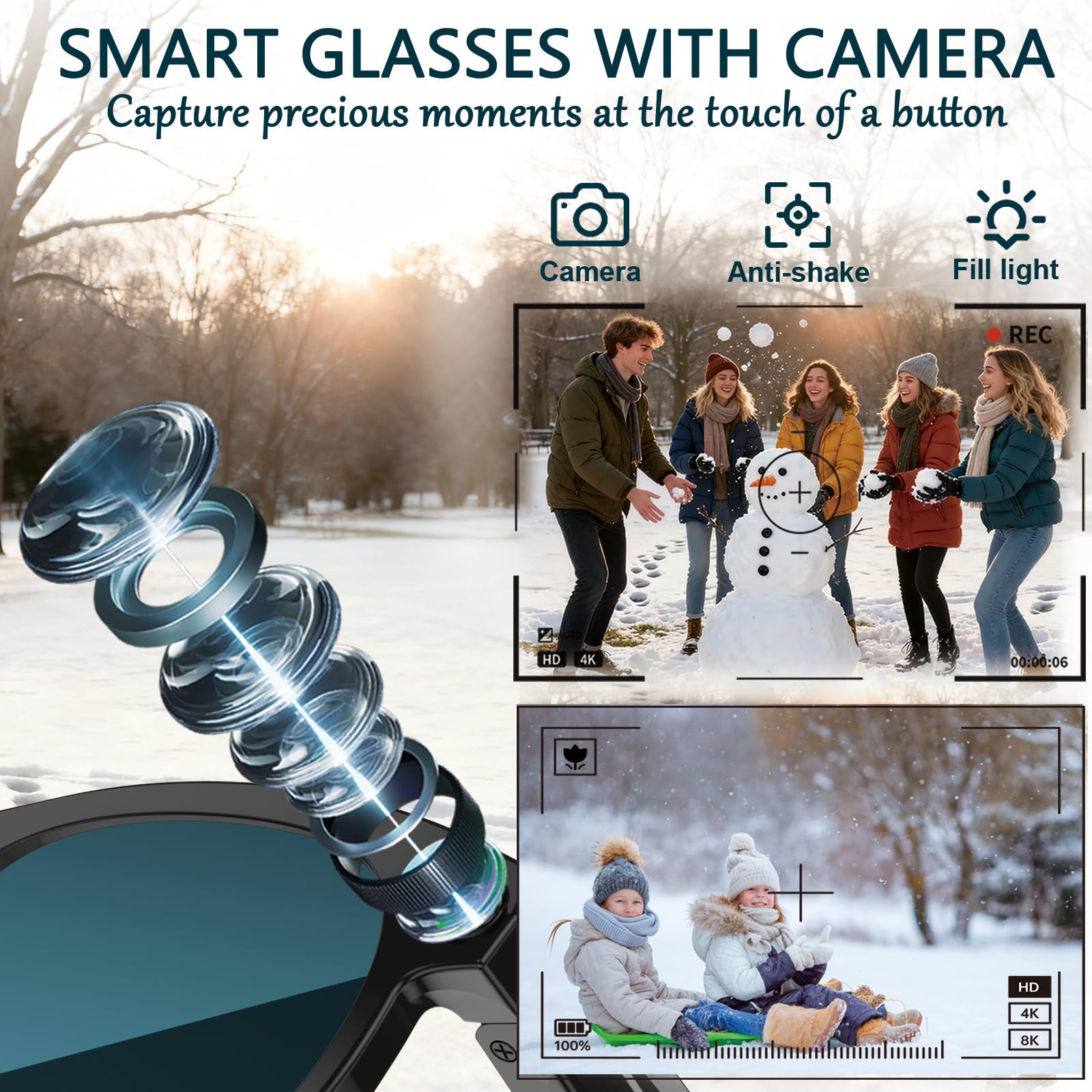 Black Smart Ai Glasses for Men - Audio Music Arabic recension och pris
