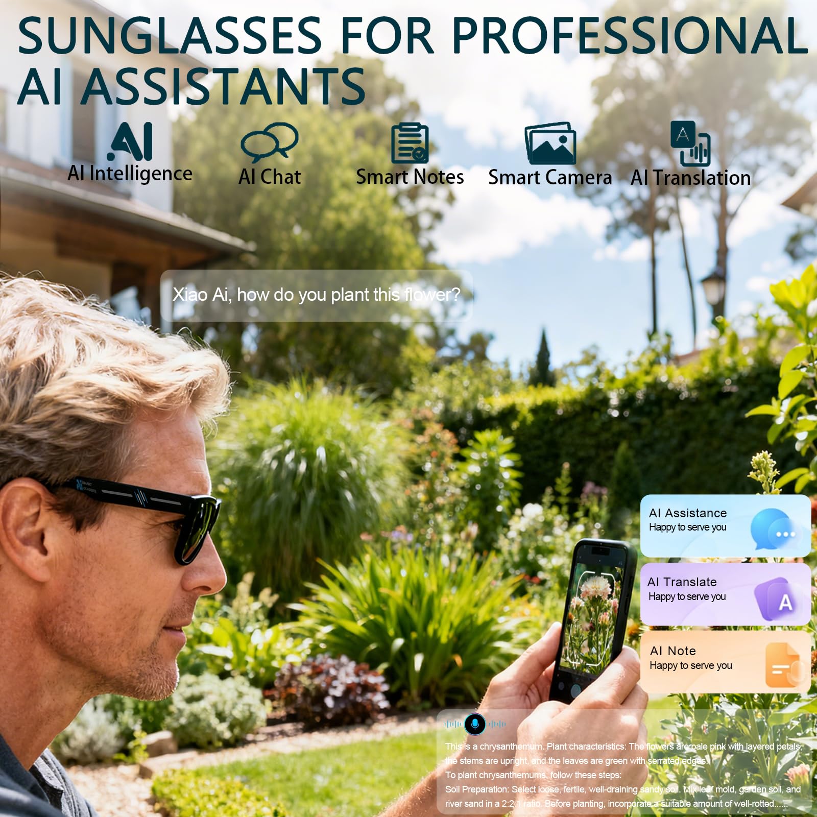 Black Smart Ai Glasses for Men - Audio Music Arabic recension och pris
