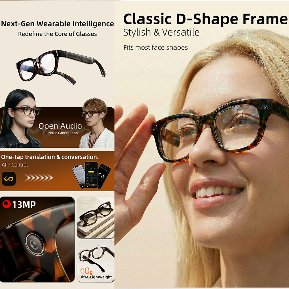 G600 Pro AI Smart Glasses 13MP - Audio Music Videos recension och pris