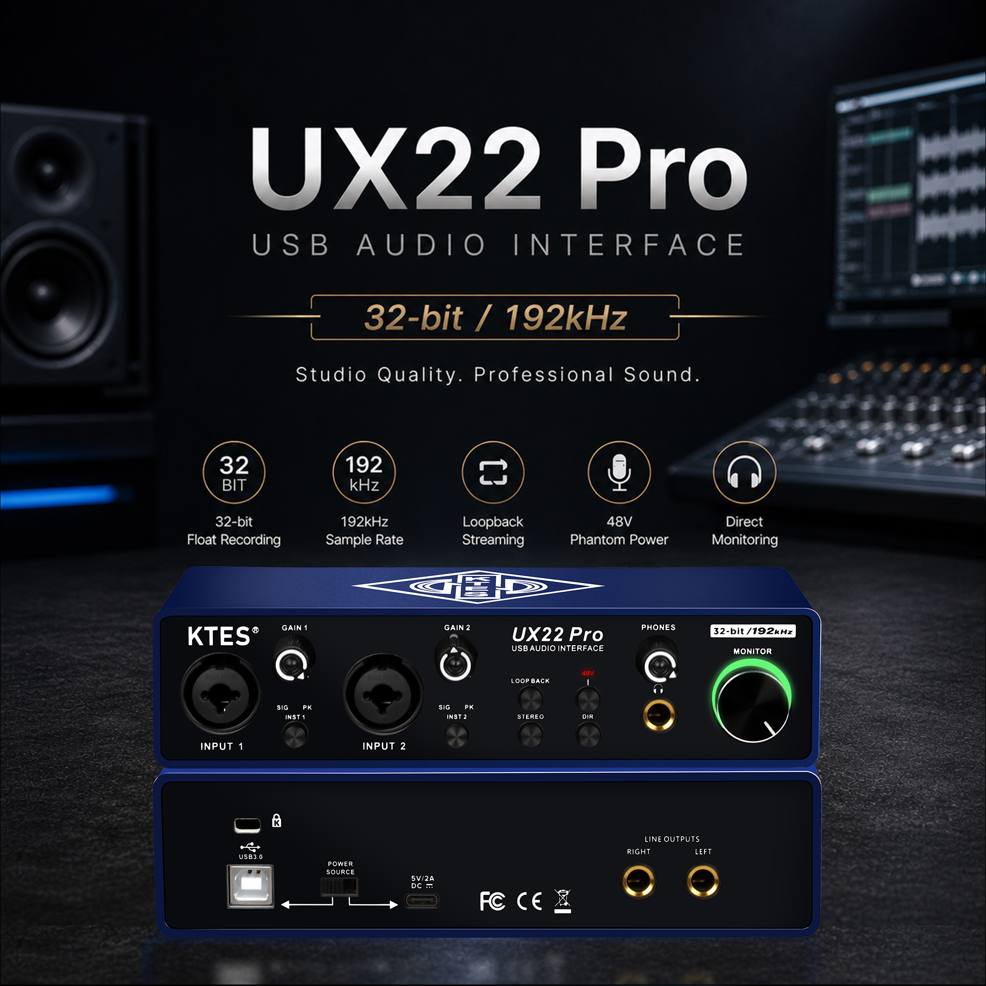 UX22 Pro Audio Interface 192kH - Music Audio Facebook recension och pris