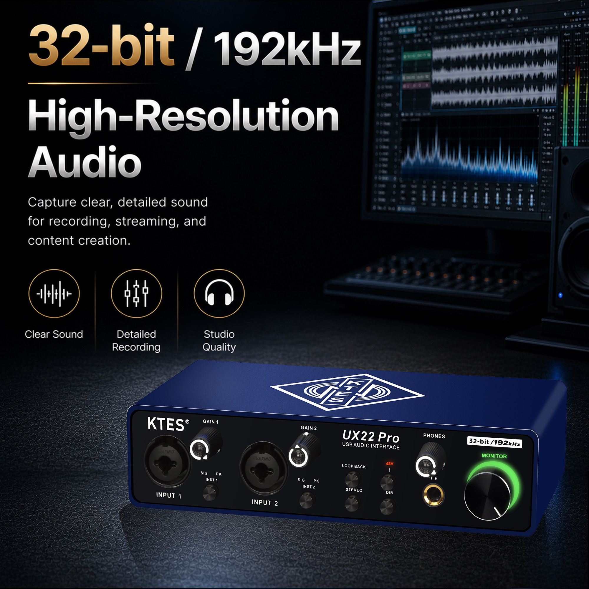 UX22 Pro Audio Interface 192kH - Music Audio Facebook recension och pris